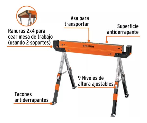 Caballete Mesa Banco De Trabajo Truper 600kg Plegable - Imagen 2