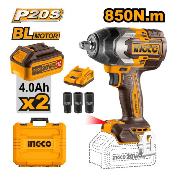 Llave De Impacto 850nm 20v P20s C 2bat+carg+valija - Imagen 3