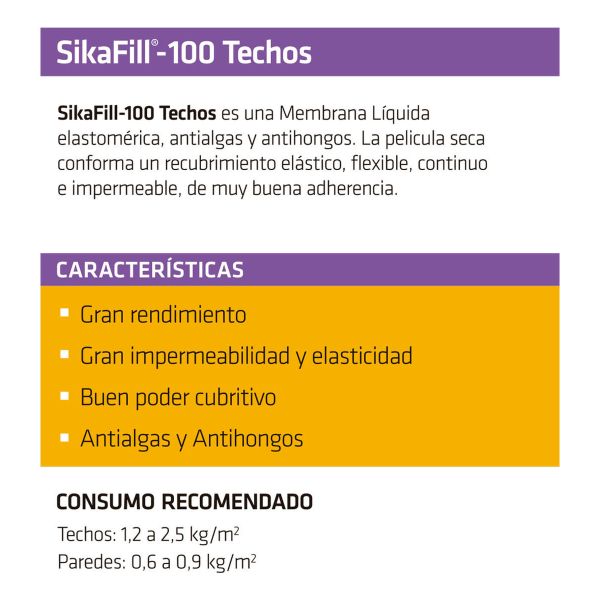 Membrana Líquida Sika Sikafill-100 Techos 20kg Kitkor - Imagen 3