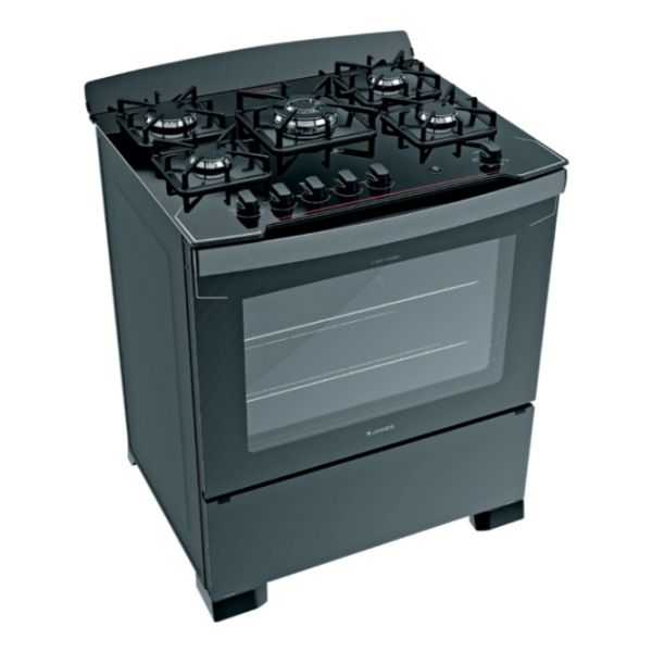 Cocina James C 805 V Negro Mesada Vidrio 5 Hornallas Kirkor