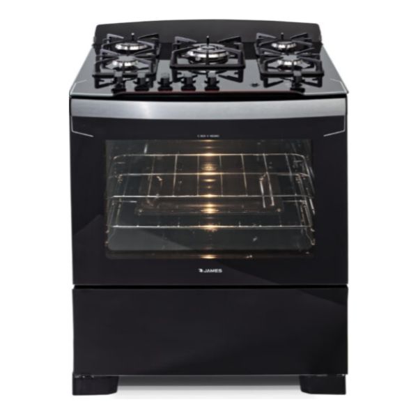 Cocina James C 805 V Negro Mesada Vidrio 5 Hornallas Kirkor - Imagen 3