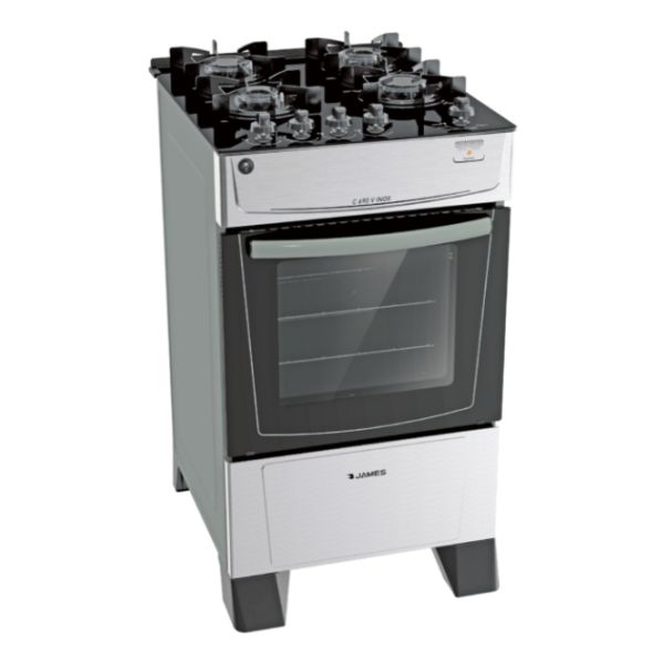 Cocina James C 690 V Inox Mesada De Vidrio Negro Kirkor