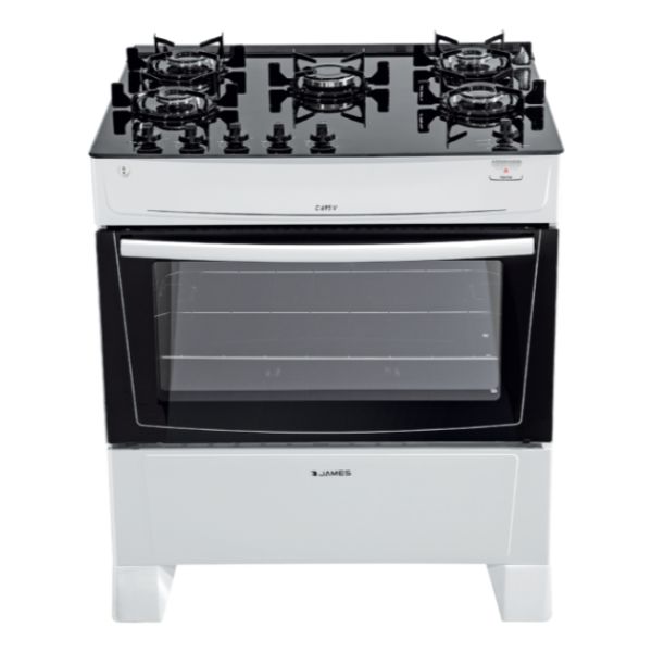 Cocina James C 695 V Blanca 5 Hornallas Mesa Vidrio Kirkor - Imagen 2