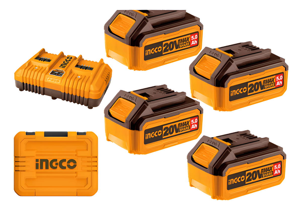 Set X 4 Baterias 5ah + Cargador Doble + Valija Ingco