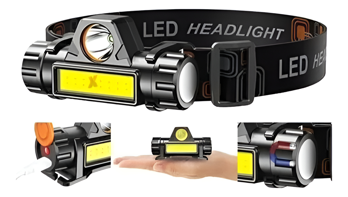 Linterna Led Minero Cabeza Recargable Usb Imán Ideal Pesca O