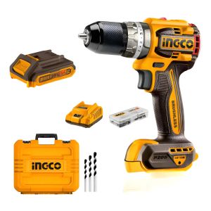 Taladro Percutor Atornillador Ingco 20v, Sin Carbones, 2 Bat