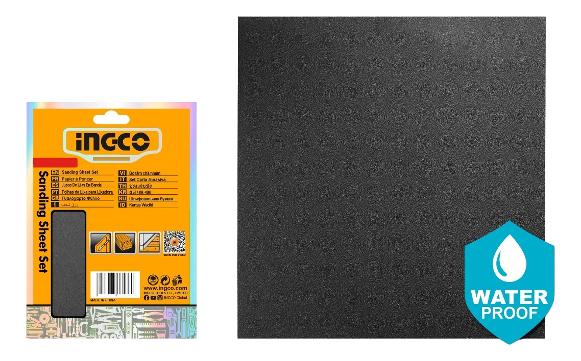 Set Lija Al Agua Grano 60 Al 80 X 10u Ingco - Imagen 6