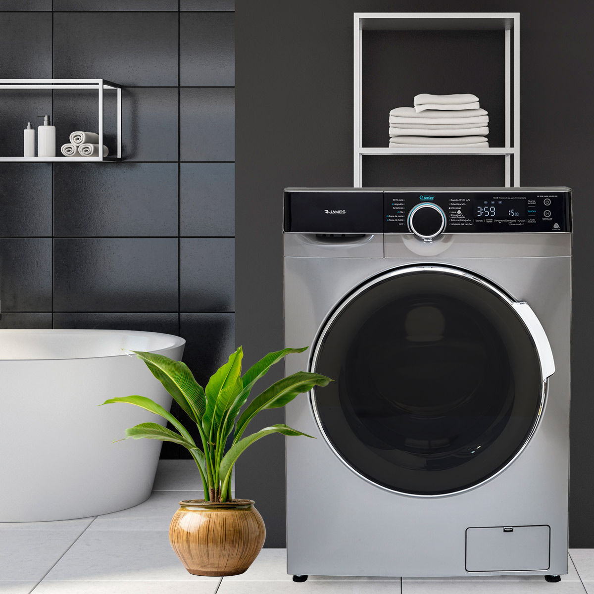 Lavarropas James 10.5kg Inverter Gris Lr 1016 Dark Silver G3 - Imagen 3