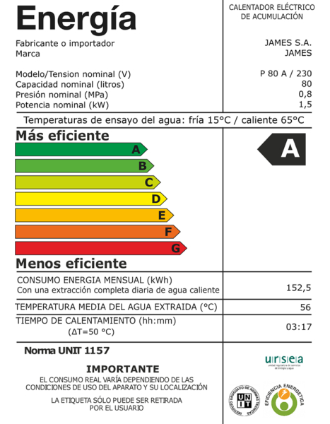 Calefón James Termotanque Horizontal Acero 80 Lts - Imagen 3