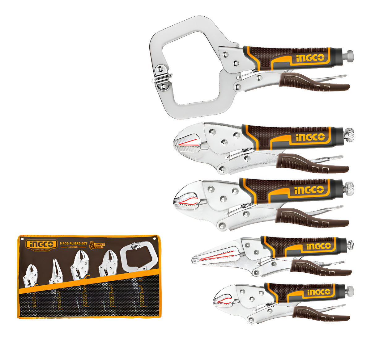 Set X 5 Pinzas Surtidas Herramientas Manuales Ingco Cos23091