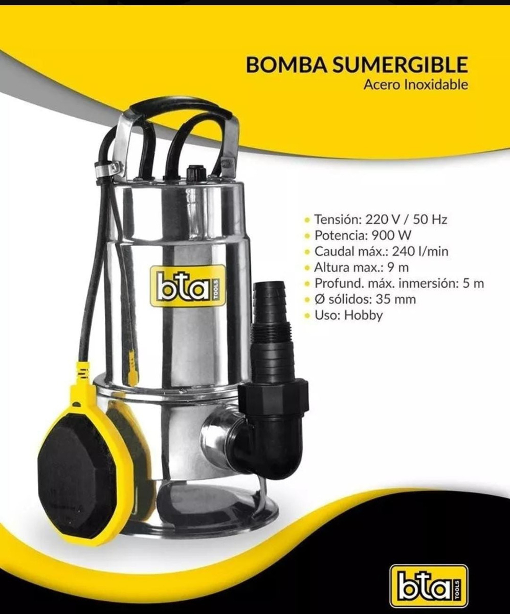 Bomba Sumergible Bta 195090 Agua Sucia 900w 240l/min Acero Inoxidable - Imagen 5