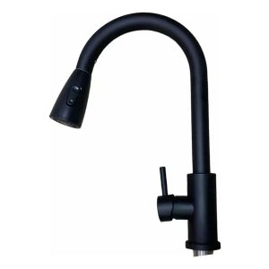 Canilla Monocomando Palito Mesada Extensible Negro Mate Wico