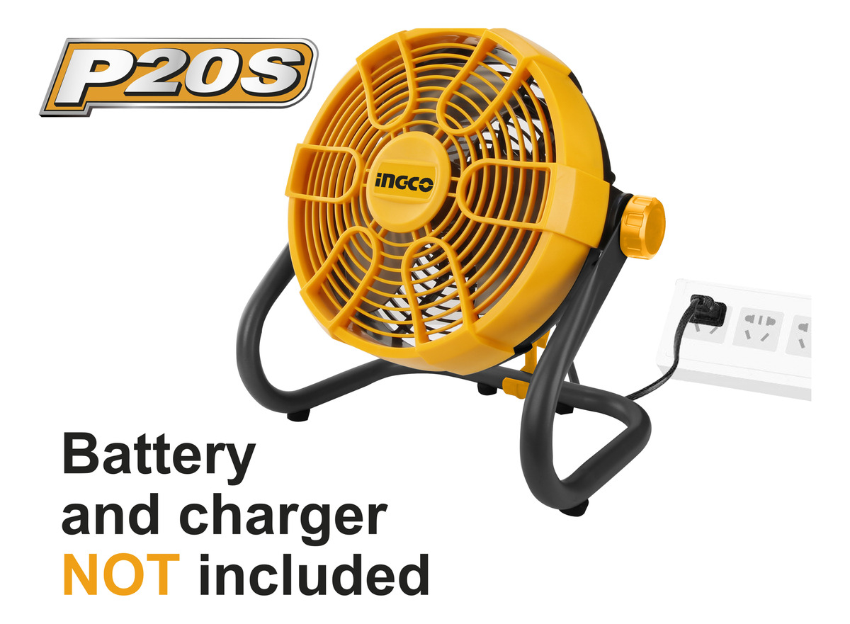 Ventilador Camping Obra A Bateria Ingco Cfali2002 27.94 Cm Amarillo Gris Plástico - Imagen 2
