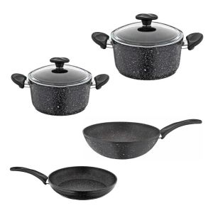 Set Ollas Granito 6 Piezas Papilla Olla 20cm 24cm Sarten Wok