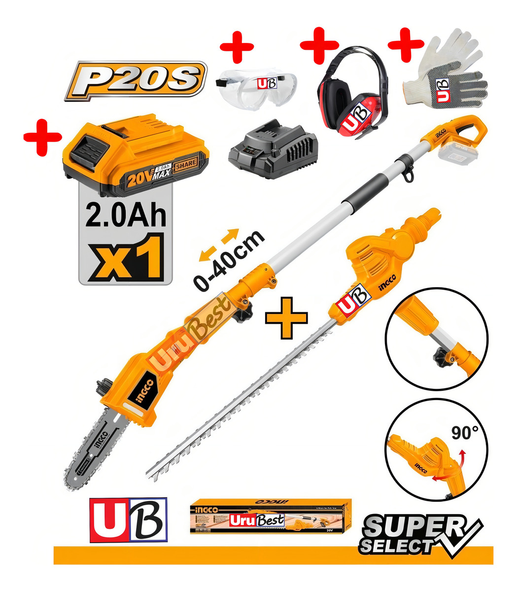 Cortacercos + Motosierra De Altura Ingco Cpts201681 Color Anaranjado - Imagen 3