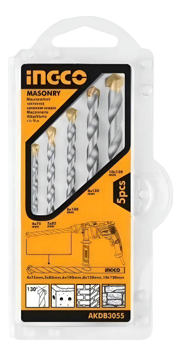 Juego De 5 Mechas Widia Pared Mamposteria Ingco Akdb3055 - Imagen 3