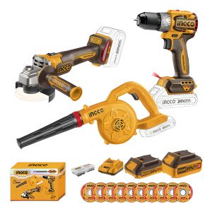Kit Ingco A Batería P20s 20v Amoladora Taladro Sopladora Ub