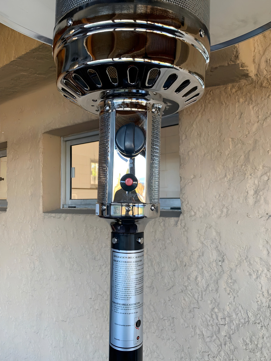 Estufa Hongo Gas Exterior Well Life Negro Con Ruedas Y Válvula Seguridad - Imagen 4