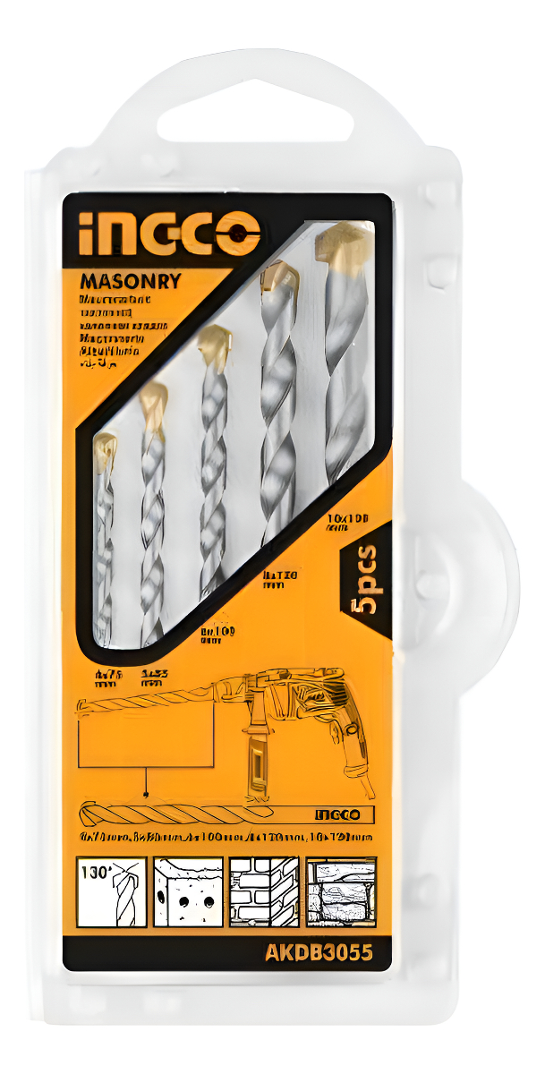 Juego De 5 Mechas Widia Pared Mamposteria Ingco Akdb3055