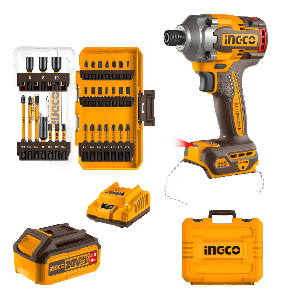 Atornillador Impacto 285nm 20v +31 Valija Ingco Cosli240966