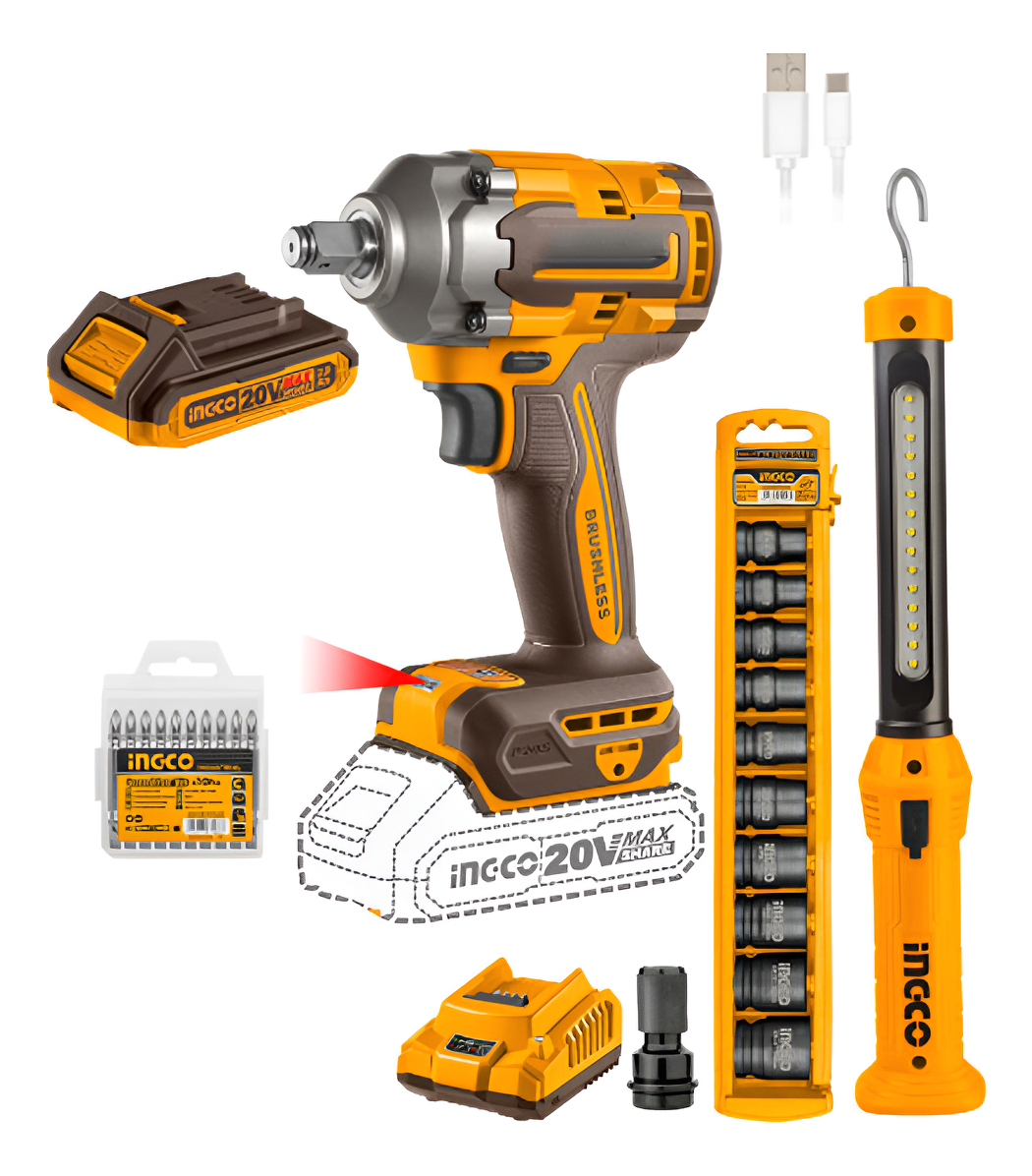 Super Combo A Bateria Llave De Impacto 400nm 20v + Linterna