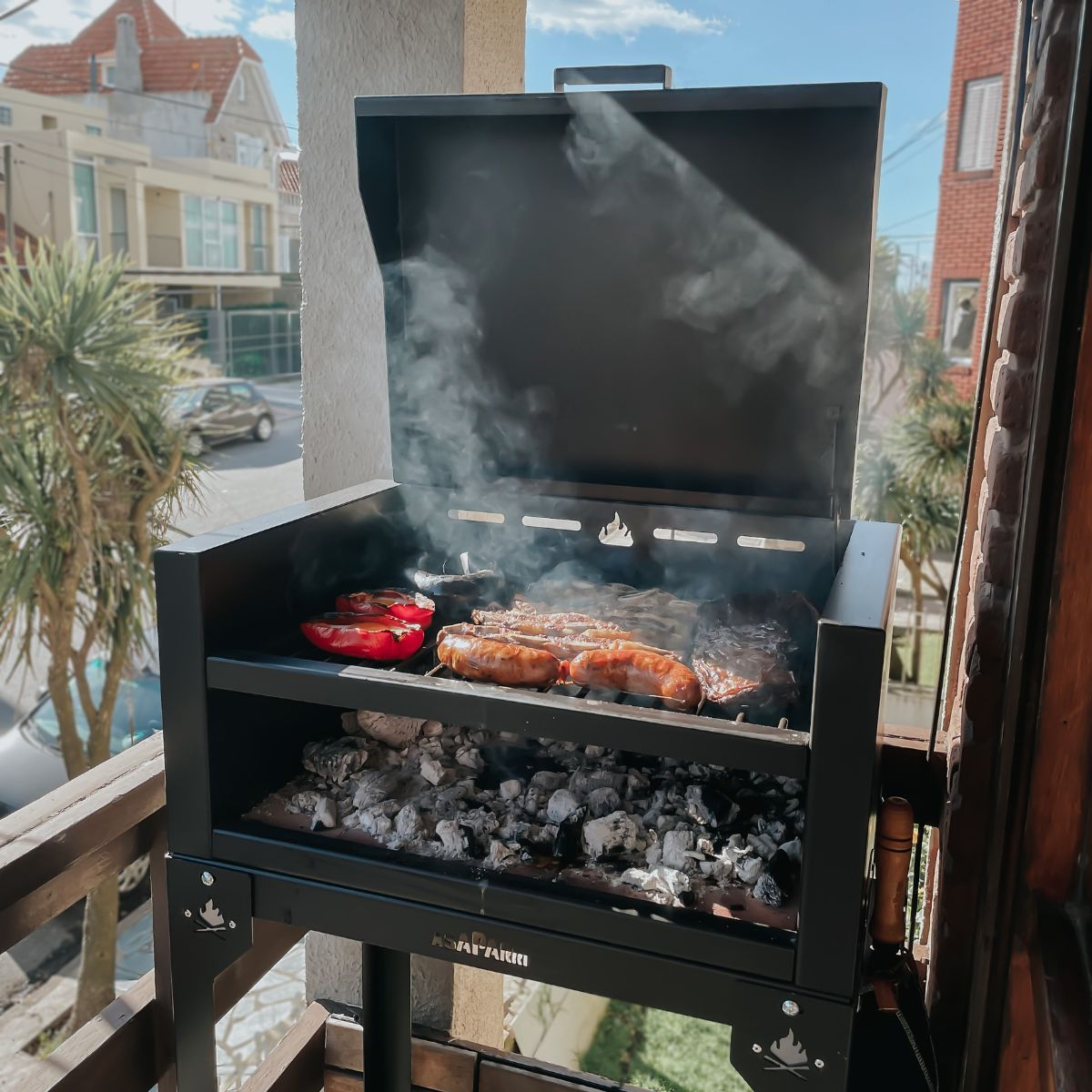 Balconera Parrillero Parrilla Con Ruedas Y Funda Asaparri - Imagen 3