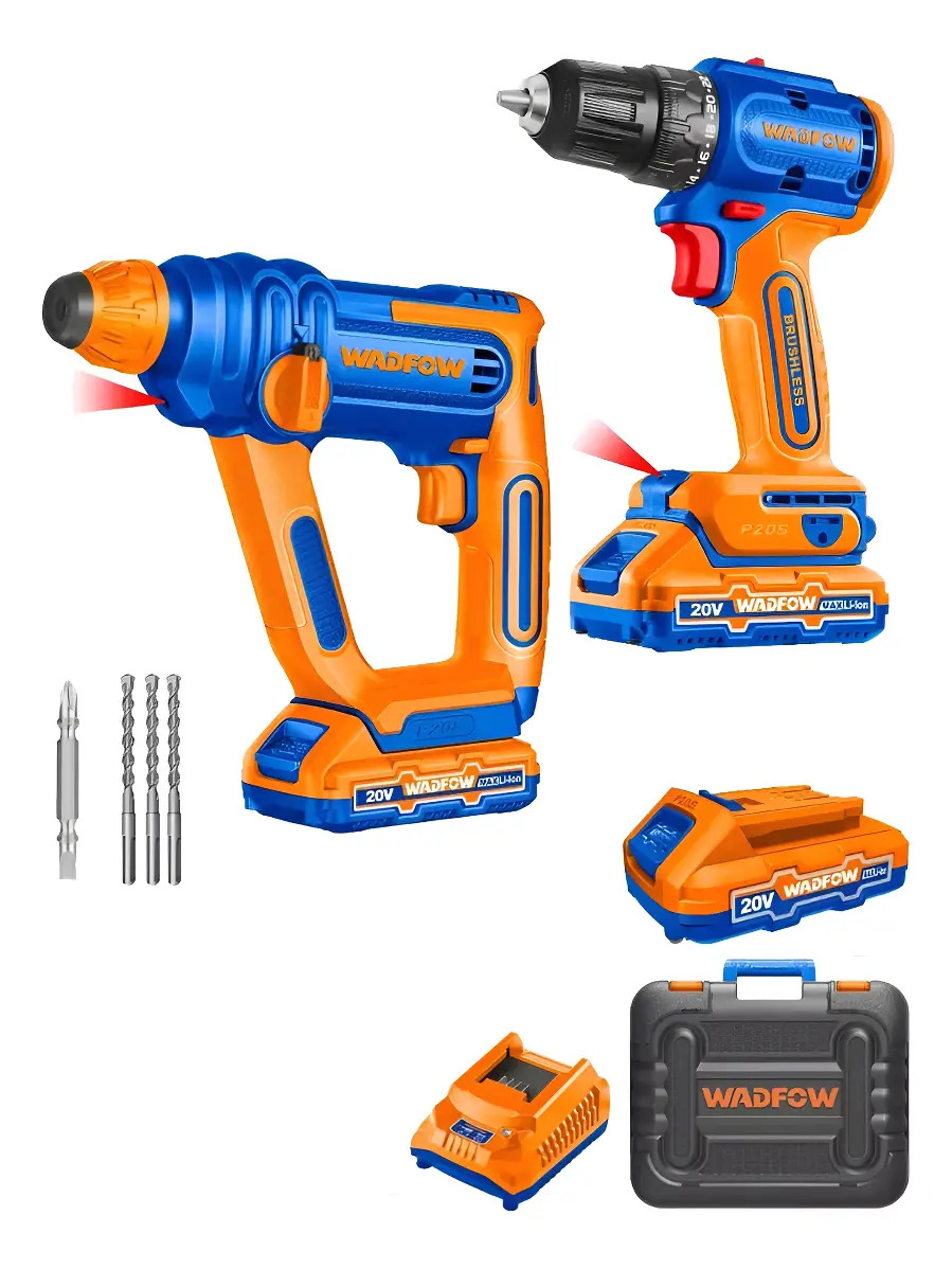 Combo Taladro A Bateria 10mm C/percutor Brushless 20v P20s +