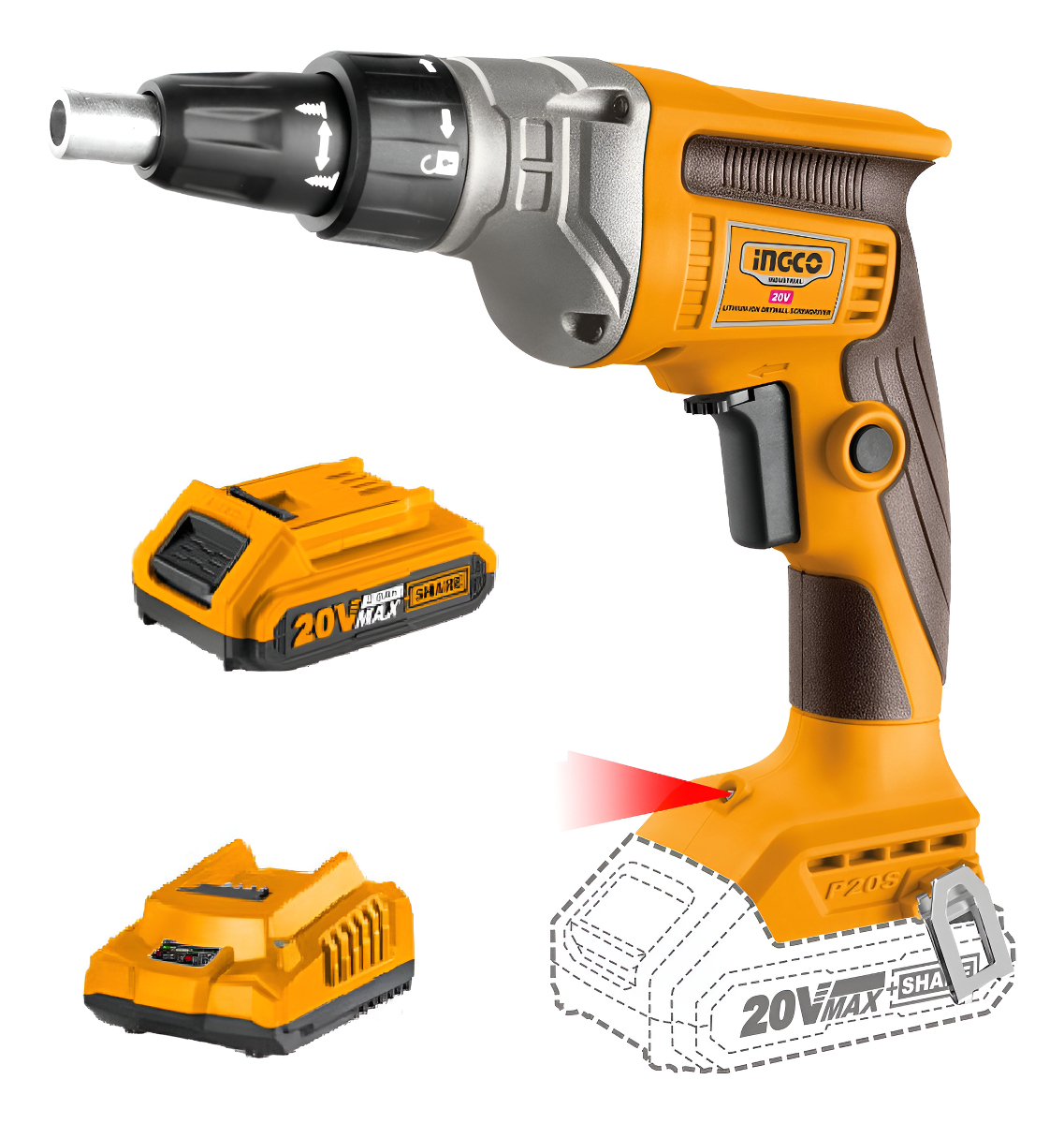 Atornillador Para Yeso Ingco Color Naranja Frecuencia 50 60