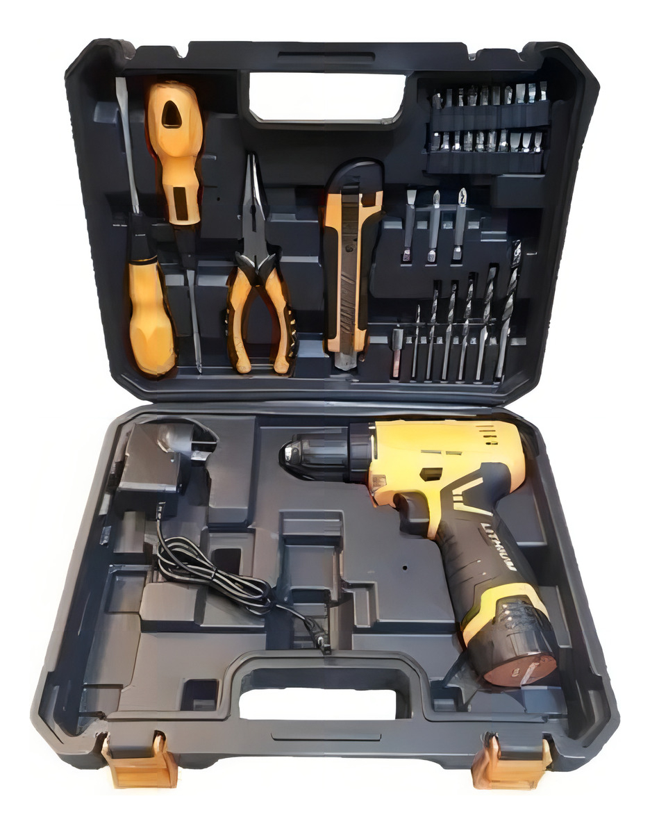 Taladro Atornillador Inalambrico Lusqtoff 2 Baterias 12v + Kit 32 Acc Naranja - Imagen 9