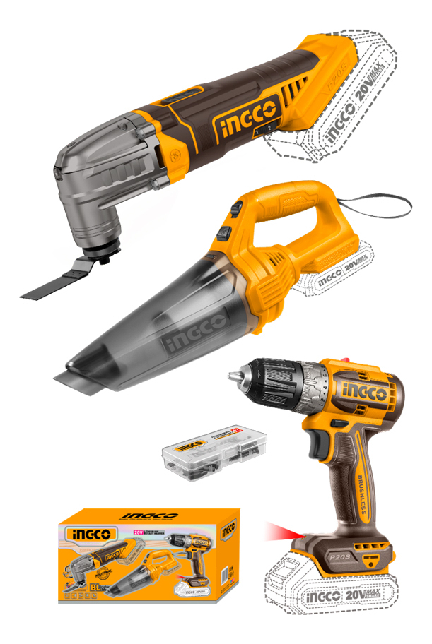 Combo Atornillador 10mm 52nm + Multifuncion + Aspiradora Color Amarillo Frecuencia 50-60