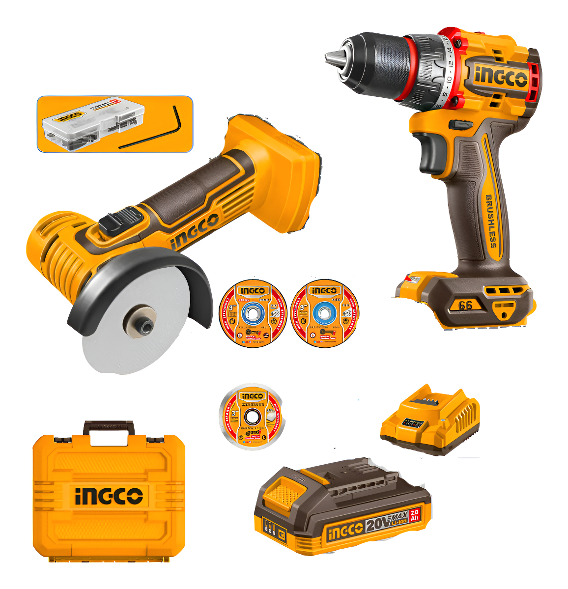 Mini Amoladora 3 + Taladro Atornillador Ingco Ckli20766