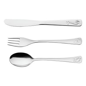 Cubiertos Tramontina Friends Niños Cuchara Tenedor Cuchillo Color Acero Inox