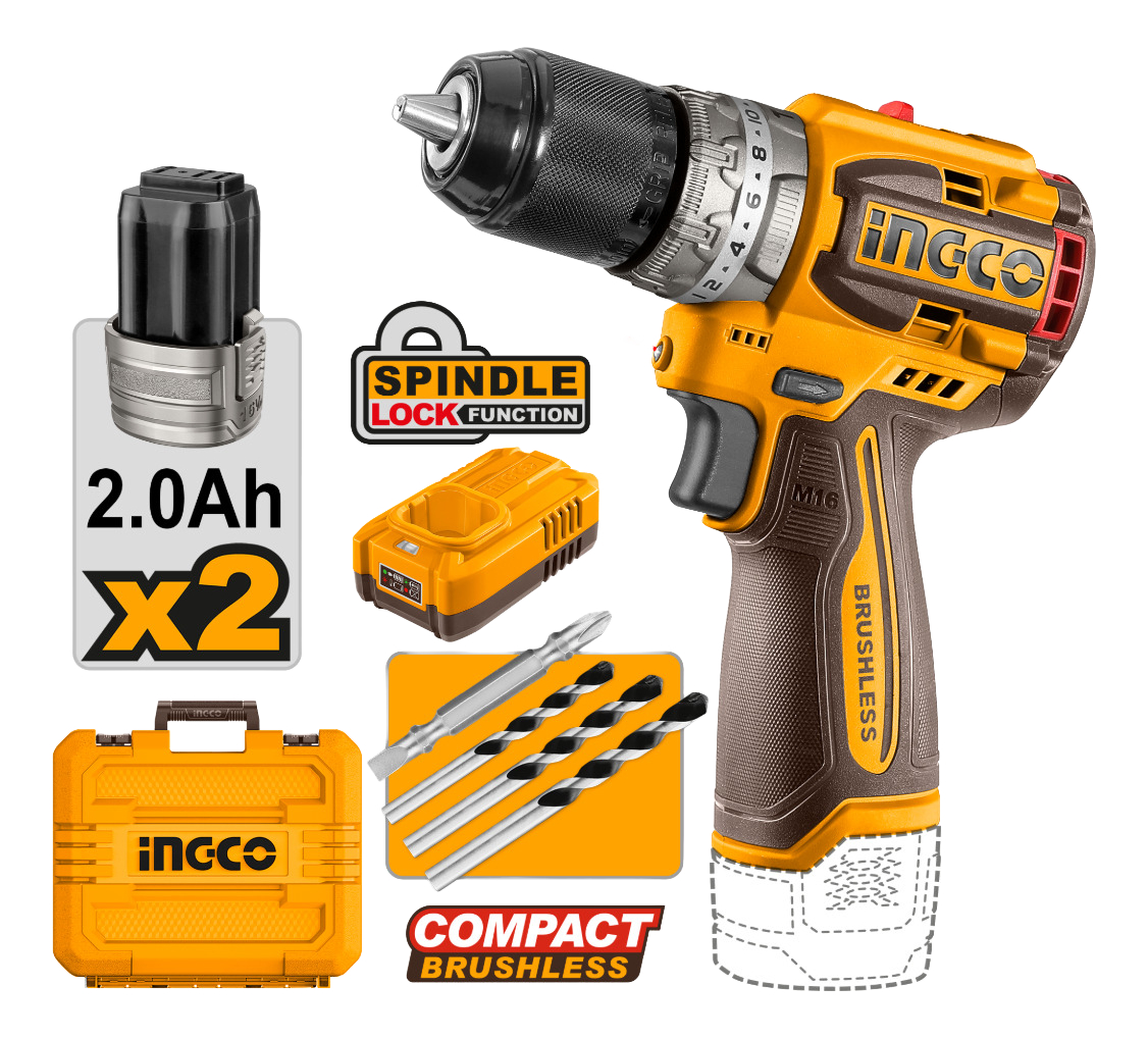 Taladro Atornillador Percutor 16v C/2 Bat Ingco Cidli16682 - Imagen 3