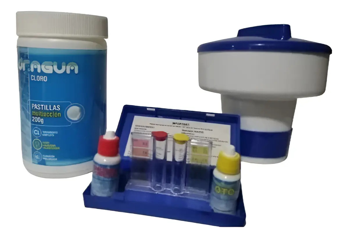Set Boya Pastillas Multiaccion Kit Medidor Ph Cloro Piscinas