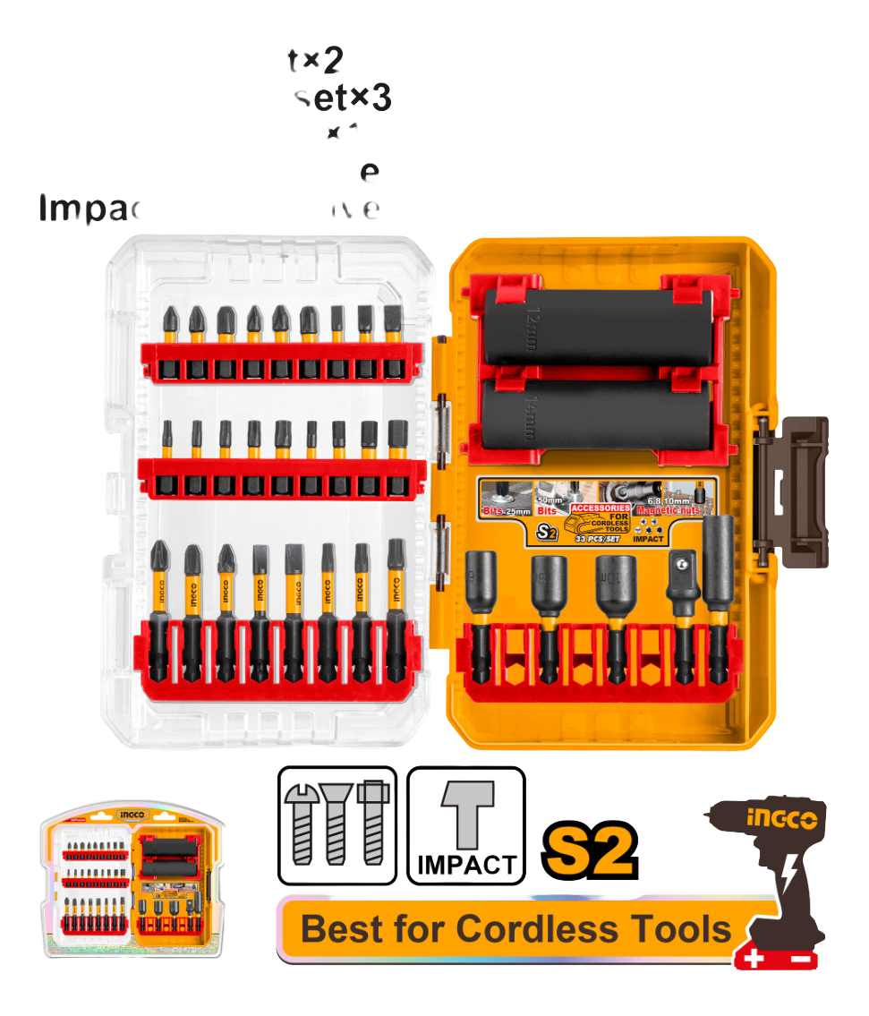 Set 33 Piezas Puntas Y Dados Para Impacto Ingco Akdl63306 - Imagen 3