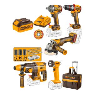Kit Herramient Brushless 20v Baterias 4ah Bolso Ingco Ckli20