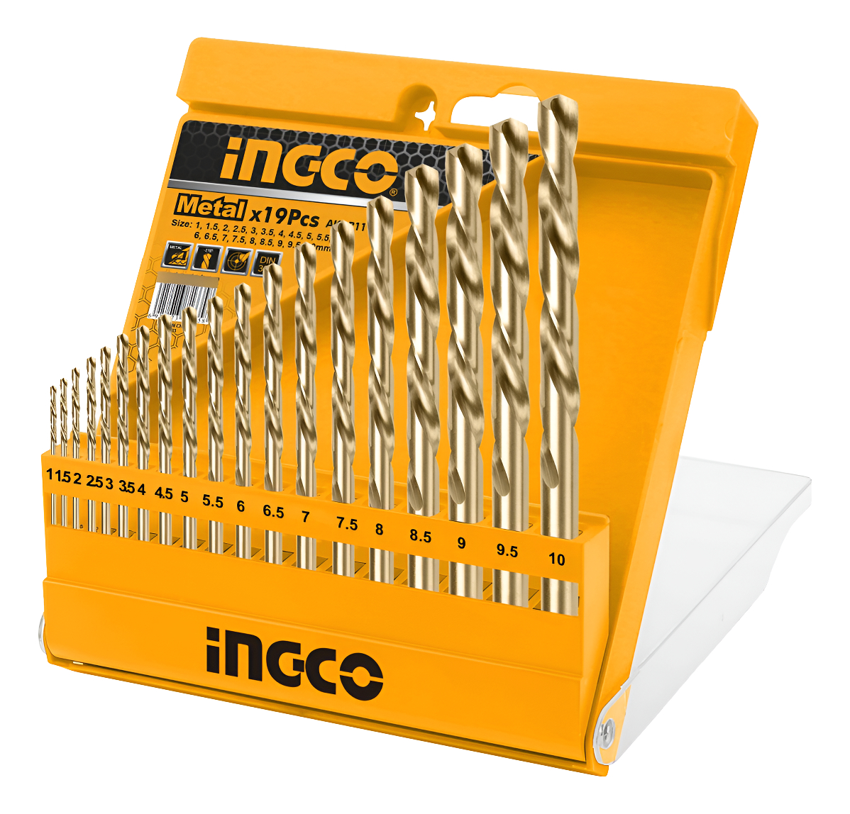 Set 19 Mechas Taladro Metal 1-10mm Ingco Akdb1195 - Imagen 2