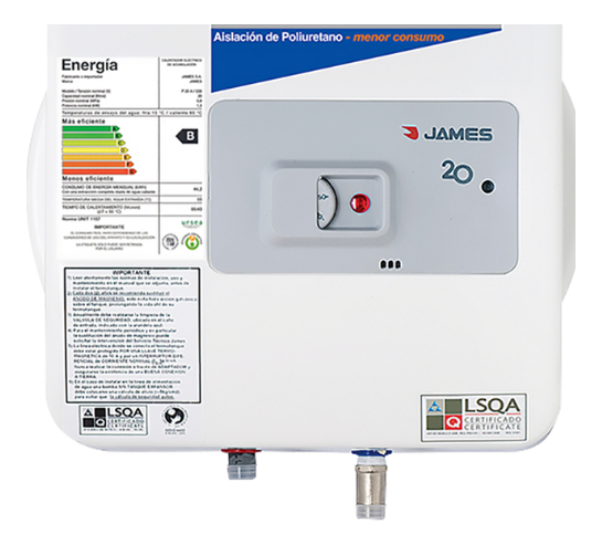Termotanque 20lts Prisma Acero James Salida Superior - Imagen 3