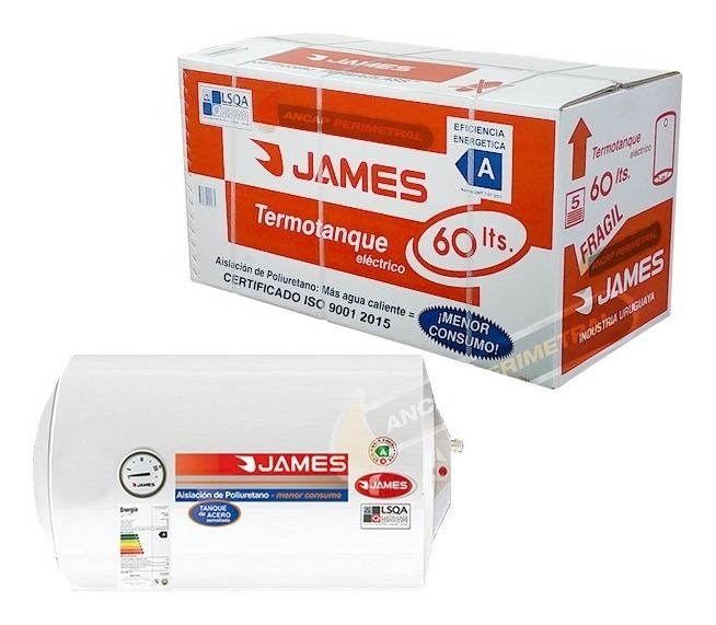 Calefon James Horizontal 60 Lts Poliuretano Inyectado Color Blanco
