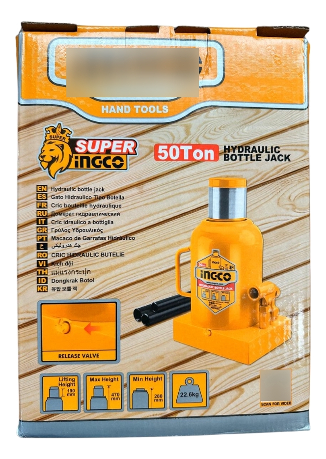 Gata Hidraulica Garage Tipo Botella 50 Toneladas Ingco - Imagen 2