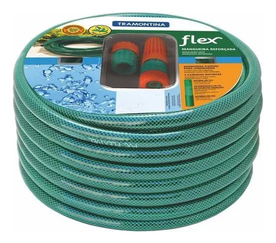 Manguera Jardín 25 Metros Reforzada Con Acoples Tramontina