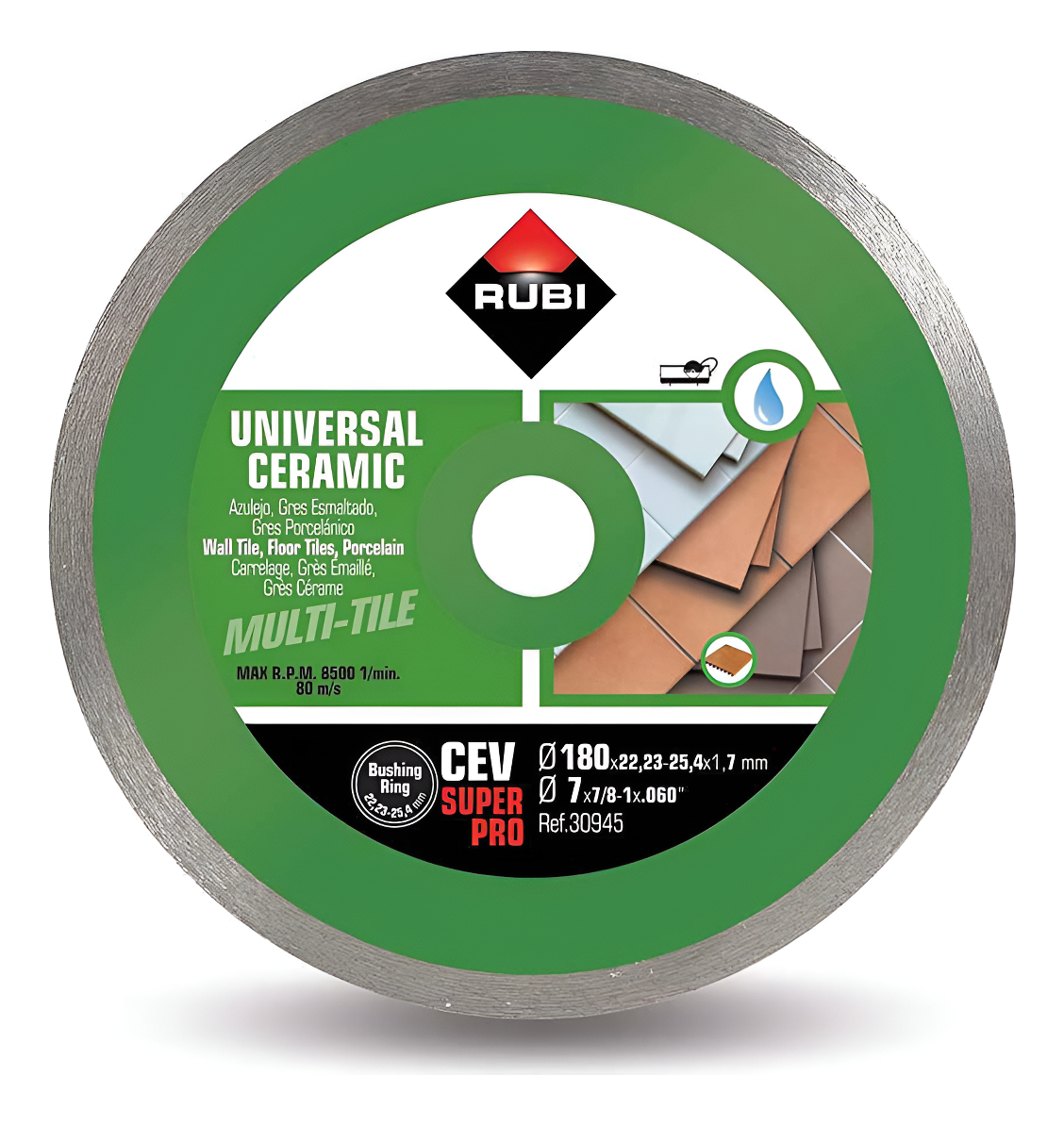 Disco Diamantado Cev 200 C/humedo P/ingletar Rubi 30946