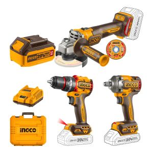 Kit Combo Bateria Amoladora Taladro Llave Ingco Cosli241291