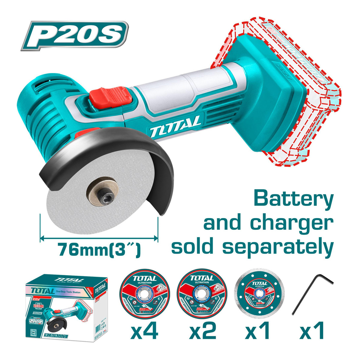 Mini Amoladora Total 3 P20s Multifunción Sin Bat Sin Carg Ing Color Azul - Imagen 2