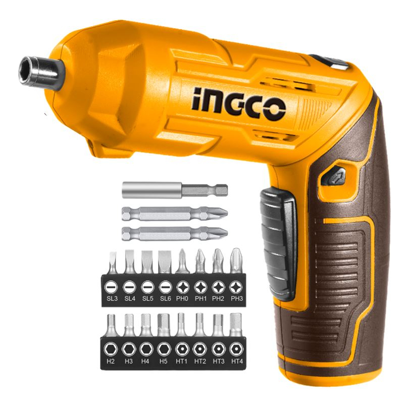 Atornillador Inalámbrico Ajustable Con Accesorios Ingco Naranja Claro - Imagen 6