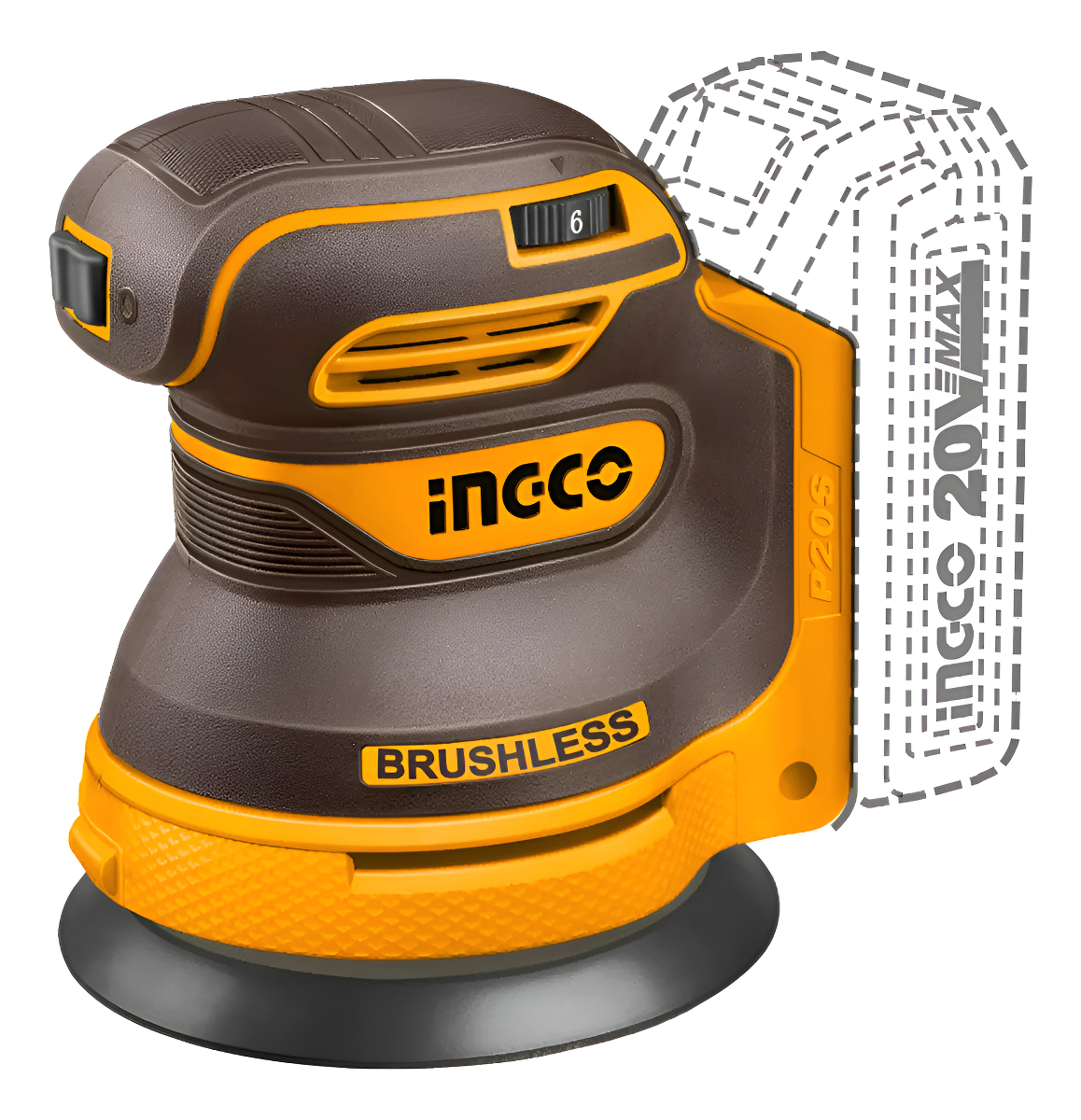 Lijadora Roto Orbital Bateria Ingco 20v 5 Lijas Accesorios