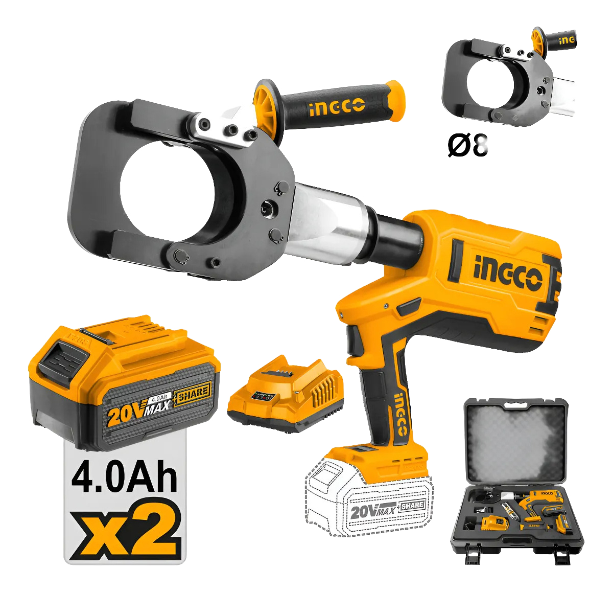 Cortador Cable Hidráulico A Bateria 20v P20s Ingco Crcli2002 - Imagen 3