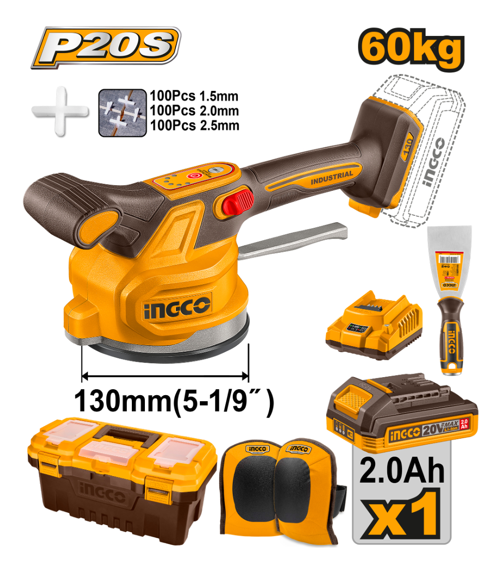 Ventosa Vibradora A Bateria 130mm Ingco Ctvli20015 - Imagen 2