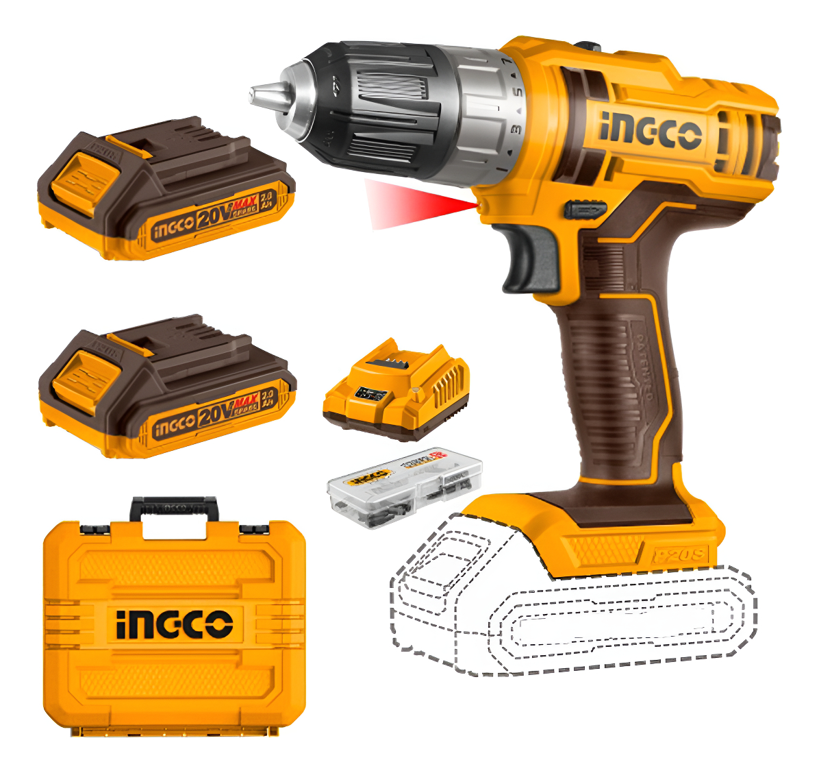 Atornillador 20volt C 2bat Y Maletin Ingco Cdli200528