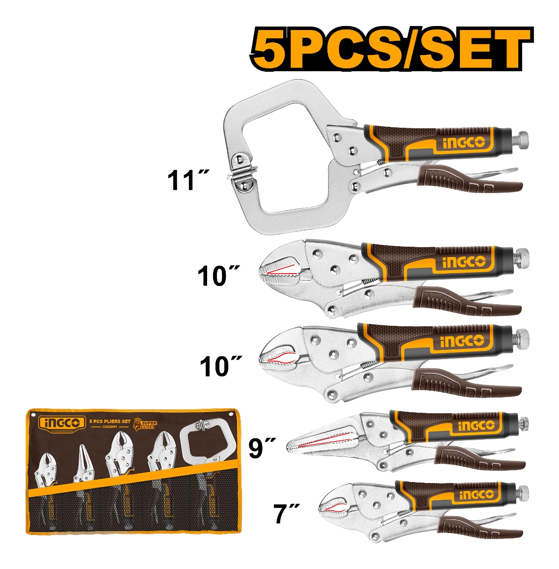 Set X 5 Pinzas Surtidas Herramientas Manuales Ingco Cos23091 - Imagen 3